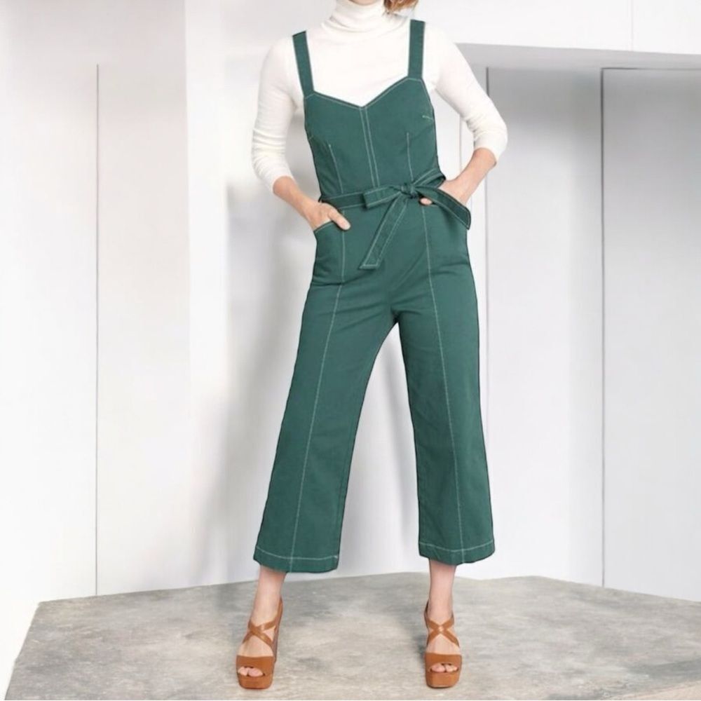Modcloth A Solid Plan Cropped Wide Leg Retro Jumpsuit S